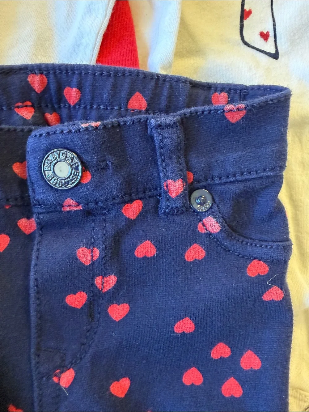 GAP Navy & Red Heart Girls Four-Piece Matching Pantsuit Onesie Set 18-24 Months